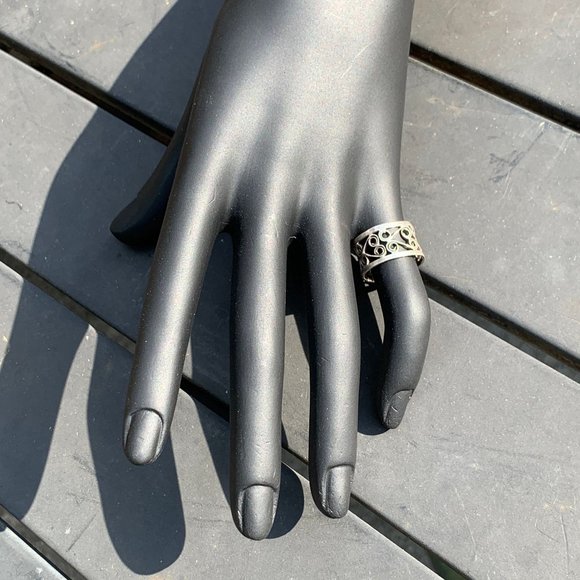 Sterling Silver Boho Open Swirl Filigree Concave Ring Size 4 3/4 Women's Jewelry - Picture 6 of 11
